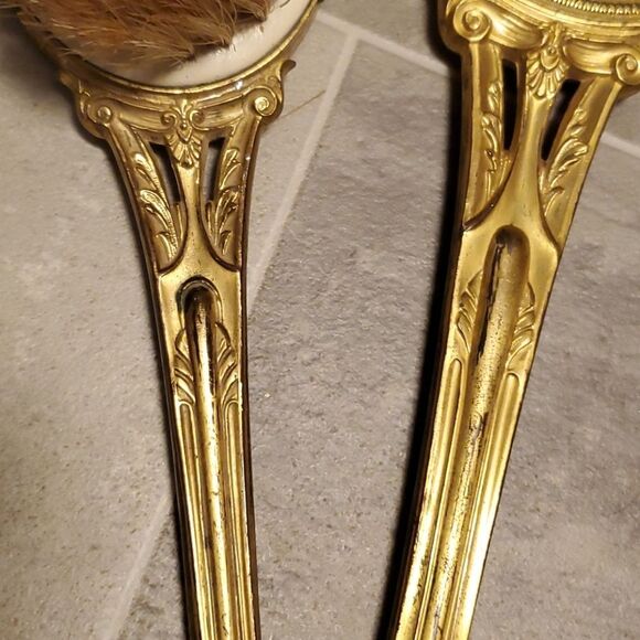 RARE Vintage Brass Beveled Hand Mirror&Brush - Picture 6 of 16